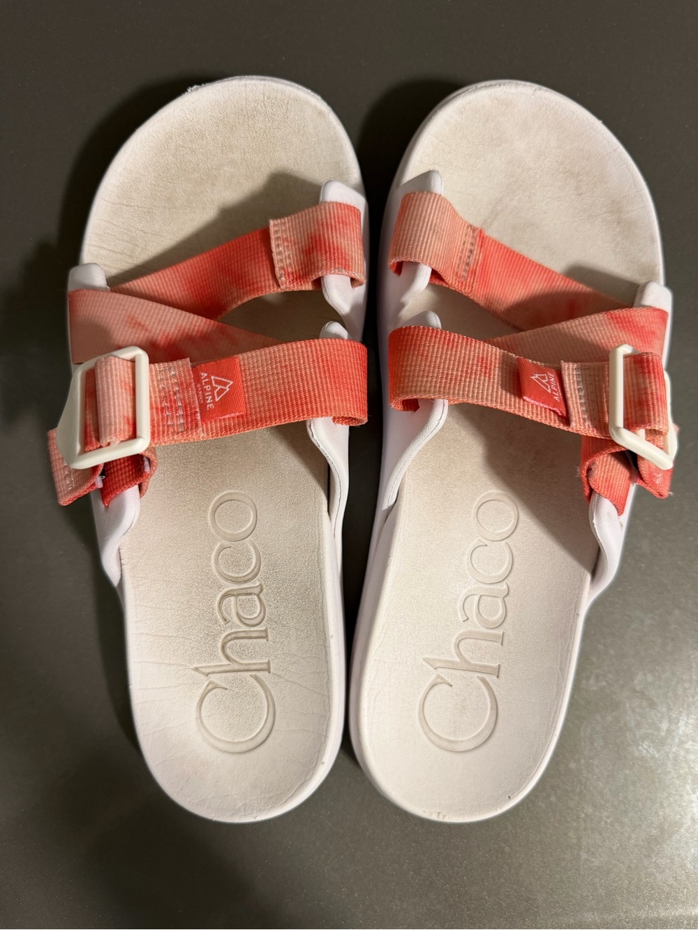 Chaco Coral-Orange Strap Slide Sandals